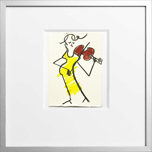 Geigerin im gelbem Kleid by Jörg Herz, Drawing for Sale on Singulart