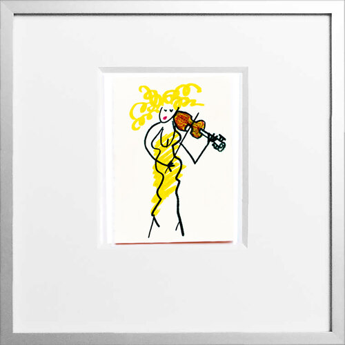 Geigerin, wildes goldenes Haar von Jörg Herz, Zeichnungen kaufen auf Singulart