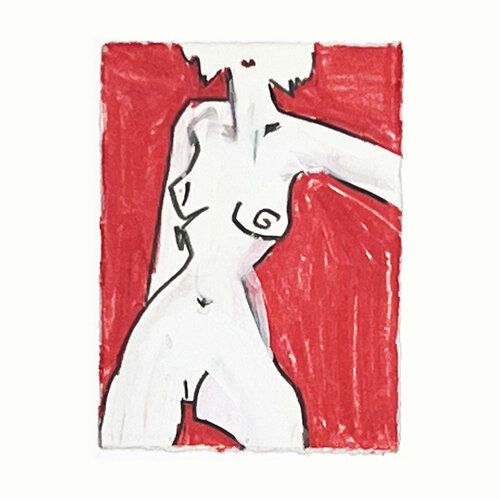 Akt auf rotem Grund II. di Jörg Herz, Disegno in vendita su Singulart