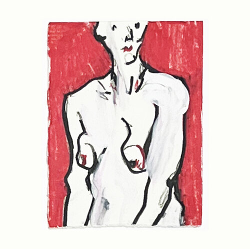 Akt auf rotem Grund III. di Jörg Herz, Disegno in vendita su Singulart