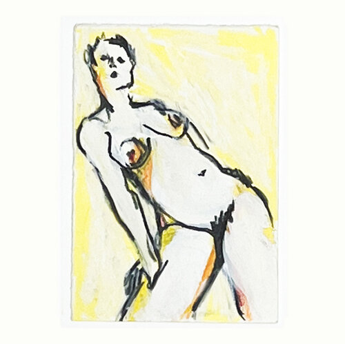 Akt auf gelbem Grund II. di Jörg Herz, Disegno in vendita su Singulart