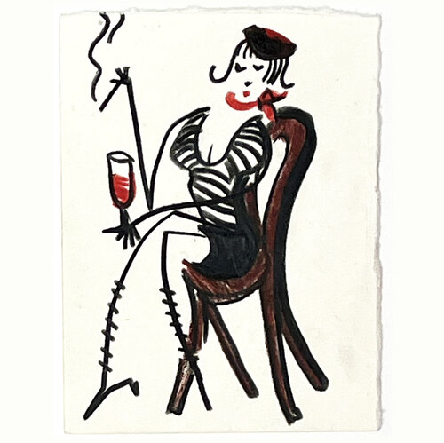 Frau mit Rotwein I von Jörg Herz, Zeichnungen kaufen auf Singulart