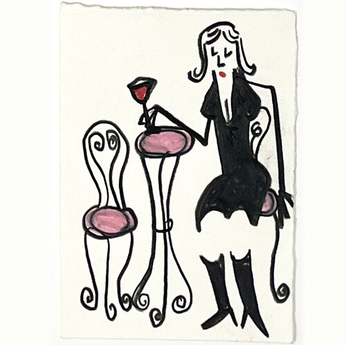 Frau mit Rotwein II de Jörg Herz, Dibujo a la venta en Singulart