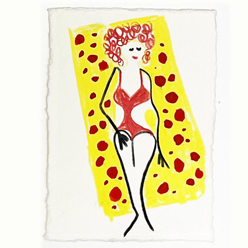 Frau mit roten Haaren im Schwimmbad von Jörg Herz, Zeichnungen kaufen auf Singulart