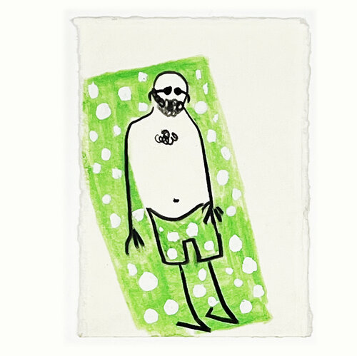 Mann mit Vollbart im Schwimmbad von Jörg Herz, Zeichnungen kaufen auf Singulart