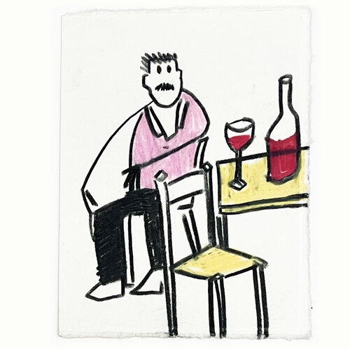 Mann mit Rotwein I de Jörg Herz, Dibujo a la venta en Singulart