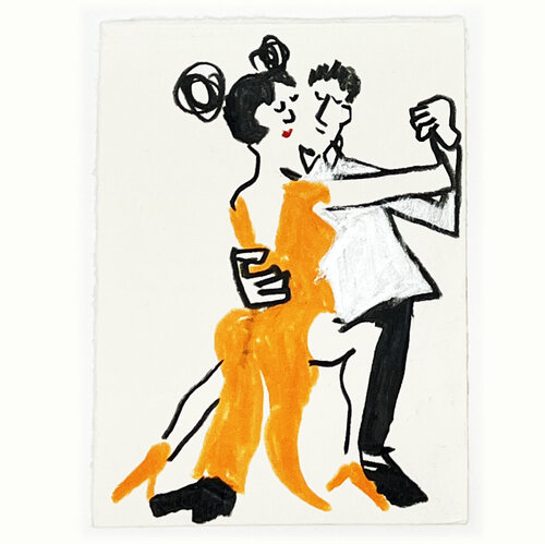 Tangopaar Orange Weiss II von Jörg Herz, Zeichnungen kaufen auf Singulart