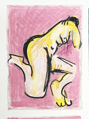 Akt Rosa Gelb I van Jörg Herz, Tekening te koop op Singulart