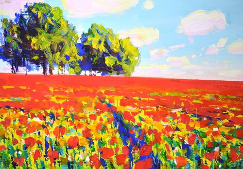 Poppy field./ Artist Irina Sidorovich di Arts Bound, Pittura in vendita su Singulart