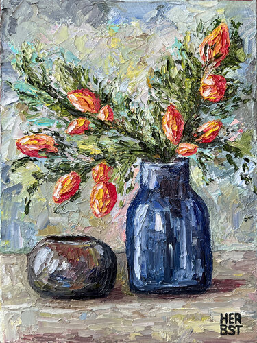 Lampionblume par Nelli Herbst, Peinture en vente sur Singulart