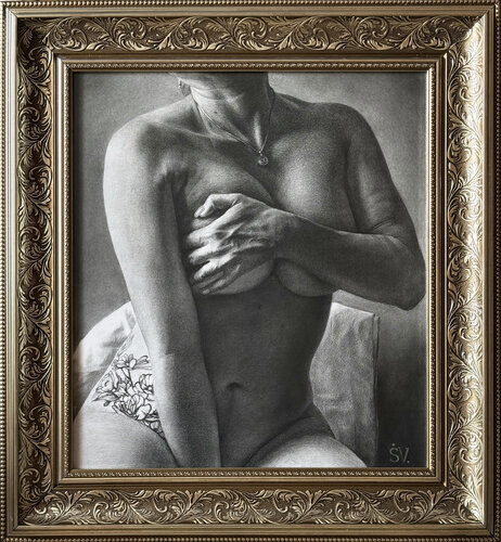 Passion – Intense Charcoal Drawing with Expressive Depth di Sumarokov Vladimir, Disegno in vendita su Singulart
