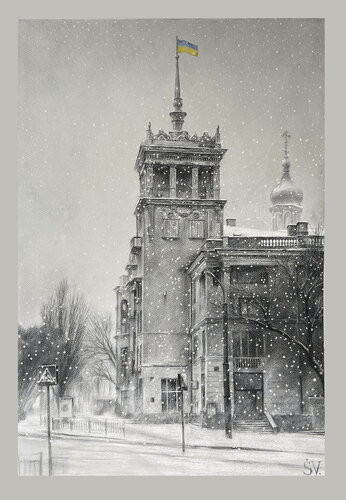 Mariupol. Snow Falls in My City van Sumarokov Vladimir, Tekening te koop op Singulart