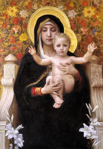 Madonna with Lilies (after W.A. Bouguereau, 1899) von Sumarokov Vladimir, Malerei kaufen auf Singulart