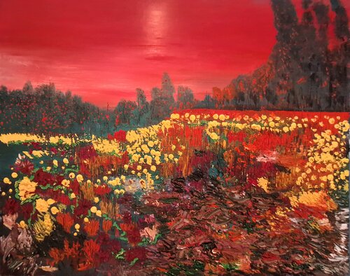 Blumenfeld in der Abendsonne van Marc Hercole, Schilderij te koop op Singulart