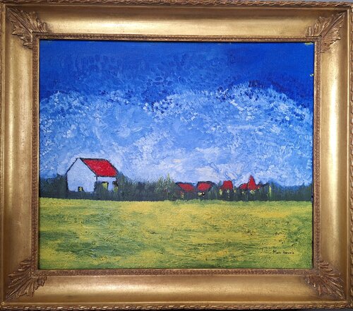 Les maisons du bout du champ van Marc Hercole, Schilderij te koop op Singulart