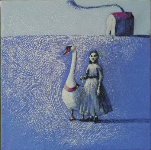 Il cigno e la fanciulla di Barbara Ruzziconi, Pittura in vendita su Singulart