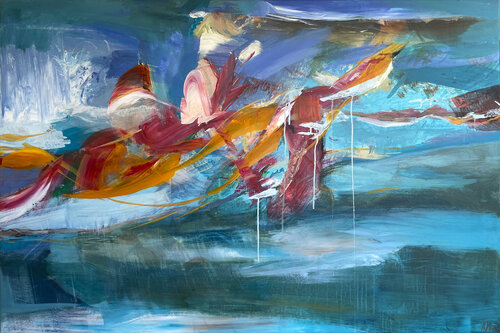 Zugvögel am Himmel van Maria-Josephin Hagewald, Schilderij te koop op Singulart