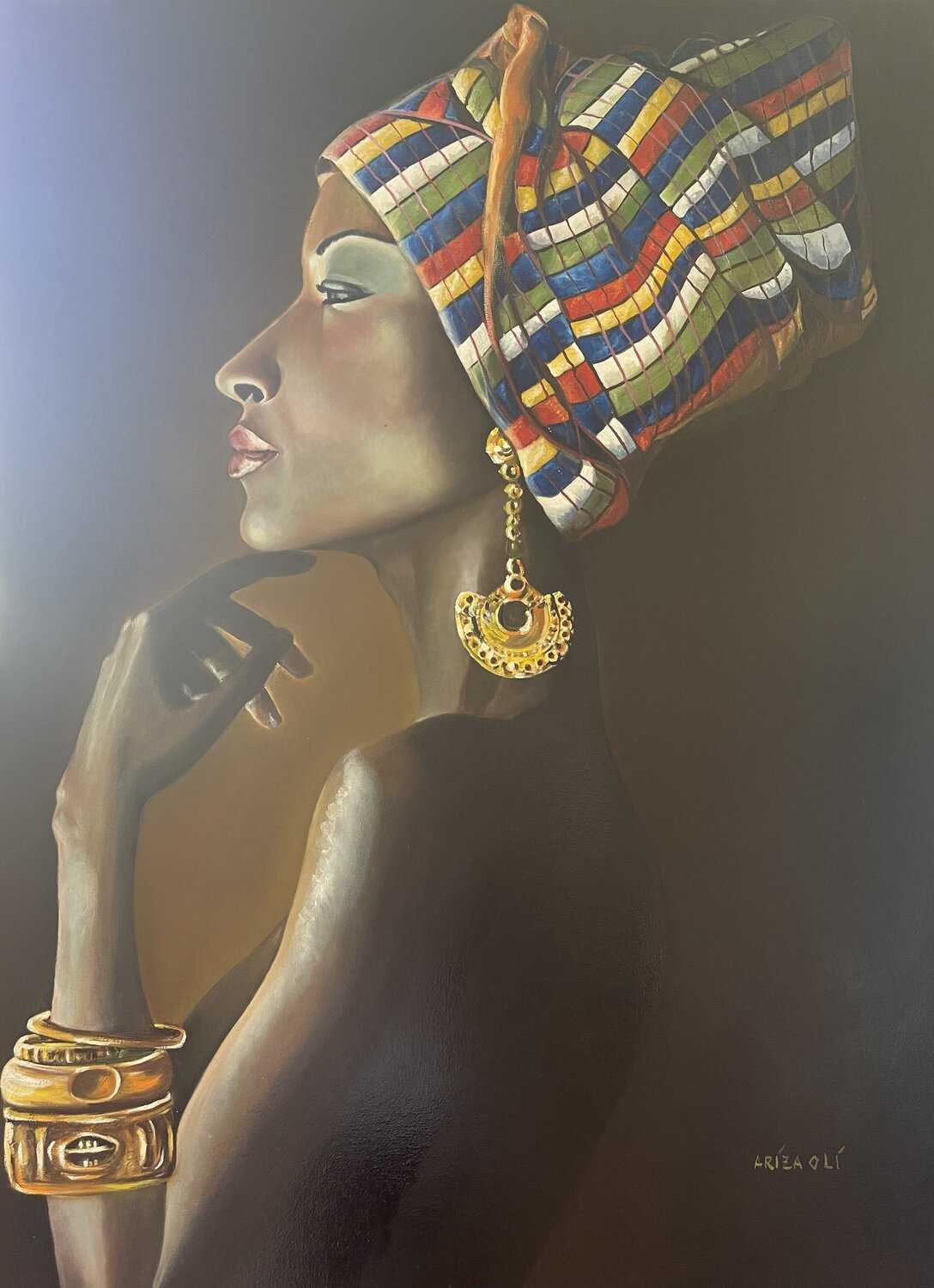 mujer con turbante Martha Ariza (ARIZA OLÍ) Originalgemälde zu verkaufen