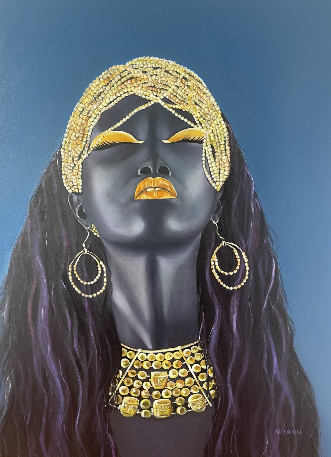 mujer con ojos cerrados Martha Ariza (ARIZA OLÍ) Dipinto originale in vendita