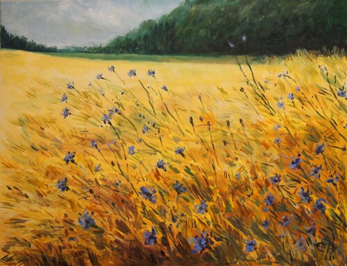 Cornflowers van Ellen Fasthuber-Huemer, Schilderij te koop op Singulart