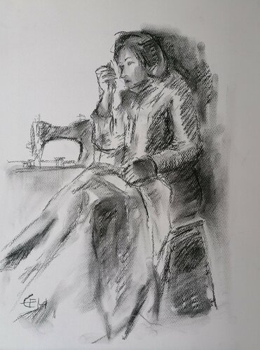 Mother's Sewing Room di Ellen Fasthuber-Huemer, Disegno in vendita su Singulart