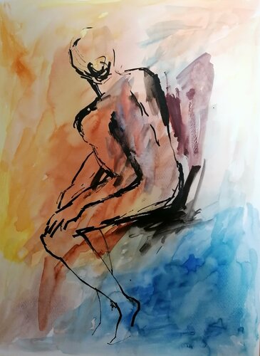 Nude With Colours Nr.2 van Ellen Fasthuber-Huemer, Werk op papier te koop op Singulart
