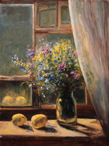Window Nr. 7, Flowers And Fruits van Ellen Fasthuber-Huemer, Schilderij te koop op Singulart