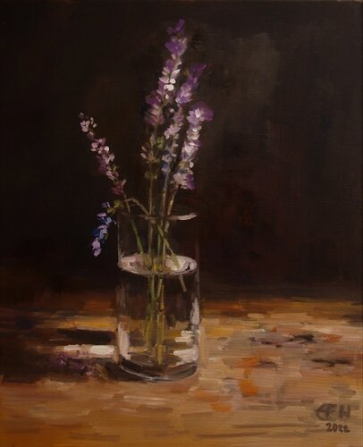 Lavendelblüten van Ellen Fasthuber-Huemer, Schilderij te koop op Singulart