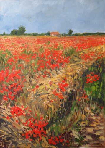Poppy Field de Ellen Fasthuber-Huemer, Pintura a la venta en Singulart