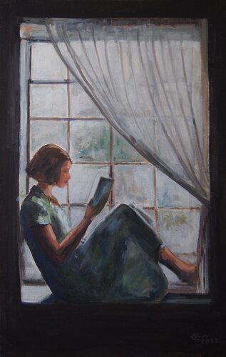 Reading Girl van Ellen Fasthuber-Huemer, Schilderij te koop op Singulart