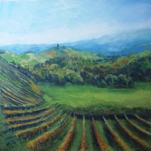Land Of Wine von Ellen Fasthuber-Huemer, Malerei kaufen auf Singulart