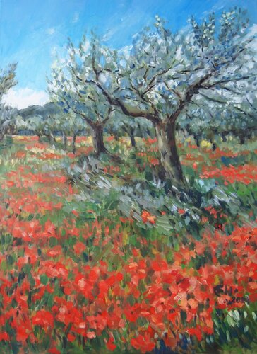 Olive Trees de Ellen Fasthuber-Huemer, Pintura a la venta en Singulart