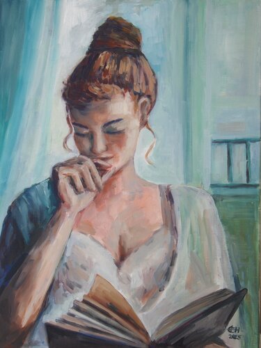 Reading Girl Nr.2 von Ellen Fasthuber-Huemer, Malerei kaufen auf Singulart