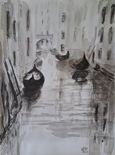 Quiet Corner In  Venice de Ellen Fasthuber-Huemer, Pintura a la venta en Singulart