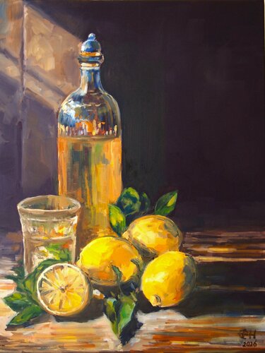 Still Life With Lemons de Ellen Fasthuber-Huemer, Pintura a la venta en Singulart