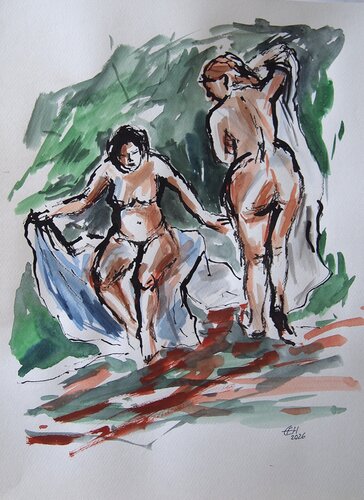 The Bathers, inspired by Degas de Ellen Fasthuber-Huemer, Pintura a la venta en Singulart