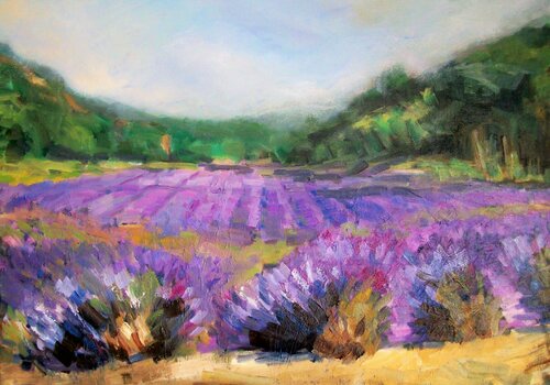 Der Duft des Lavendels by Ellen Fasthuber-Huemer, Painting for Sale on Singulart