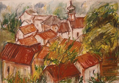 Roofes von Ellen Fasthuber-Huemer, Zeichnungen kaufen auf Singulart