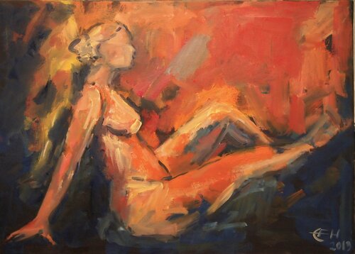 Nude With Red von Ellen Fasthuber-Huemer, Malerei kaufen auf Singulart