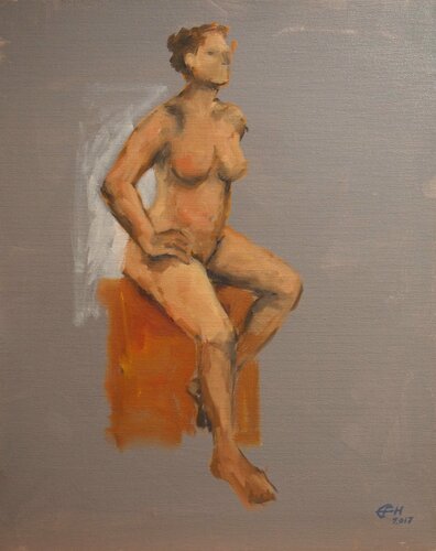 Woman Sitting von Ellen Fasthuber-Huemer, Malerei kaufen auf Singulart