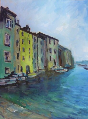 Houses By The Sea van Ellen Fasthuber-Huemer, Schilderij te koop op Singulart