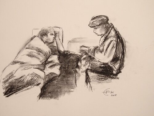 The Patient Visit von Ellen Fasthuber-Huemer, Zeichnungen kaufen auf Singulart