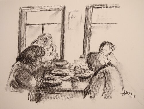The Meal by Ellen Fasthuber-Huemer, 소묘 for Sale on Singulart
