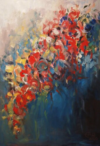 Falling Flowers by Ellen Fasthuber-Huemer, Painting for Sale on Singulart