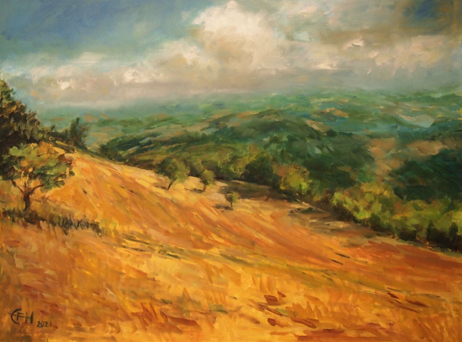 Landscape In The Marche, Italy Ellen Fasthuber-Huemer Originalgemälde zu verkaufen