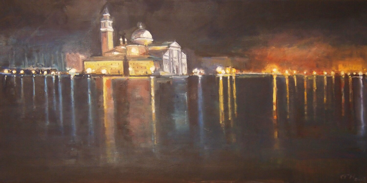Lights Of Venice Ellen Fasthuber-Huemer Originalgemälde zu verkaufen