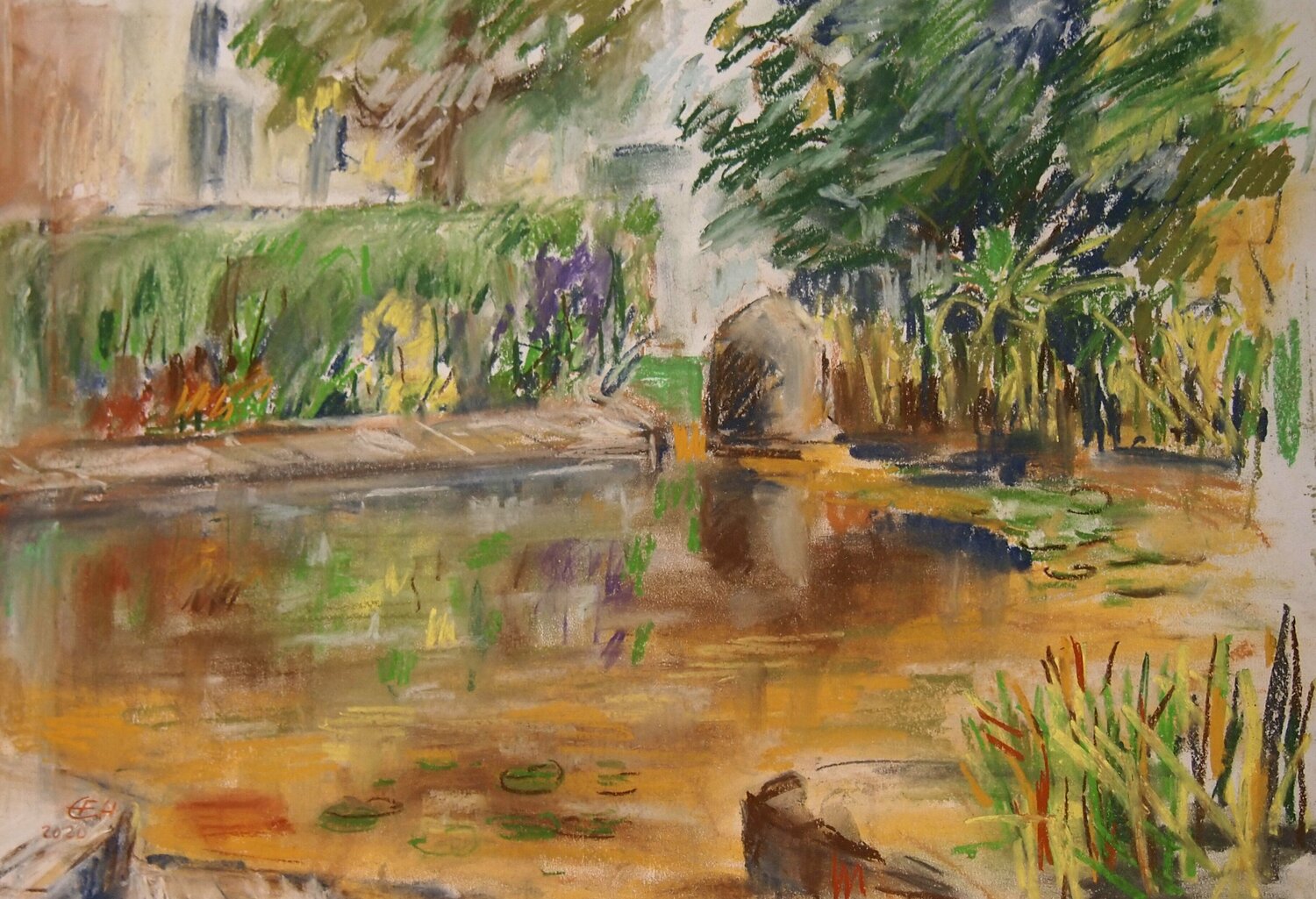 At The Garden Pond Ellen Fasthuber-Huemer Zeichnungen zu verkaufen
