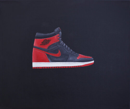 Air Jordan 1 'Banned' Oil on Canas di Aylin Kilig, Pittura in vendita su Singulart