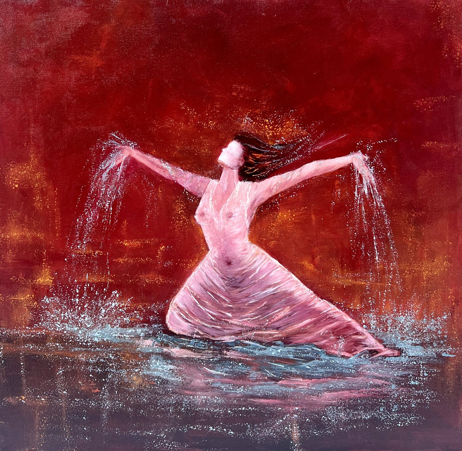 Crimson Dance Leen Fine Art Dipinto originale in vendita