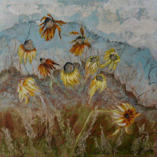 Plate-Bande - Fleurs Fanées n°44 by Christine Cloos, Painting for Sale on Singulart